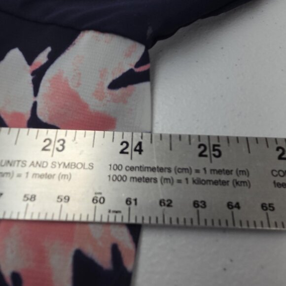 Eliza J Dress Womens 18W Navy Blue Floral Chiffon Long Sleeve Ruffle Hem Shift - Picture 15 of 16